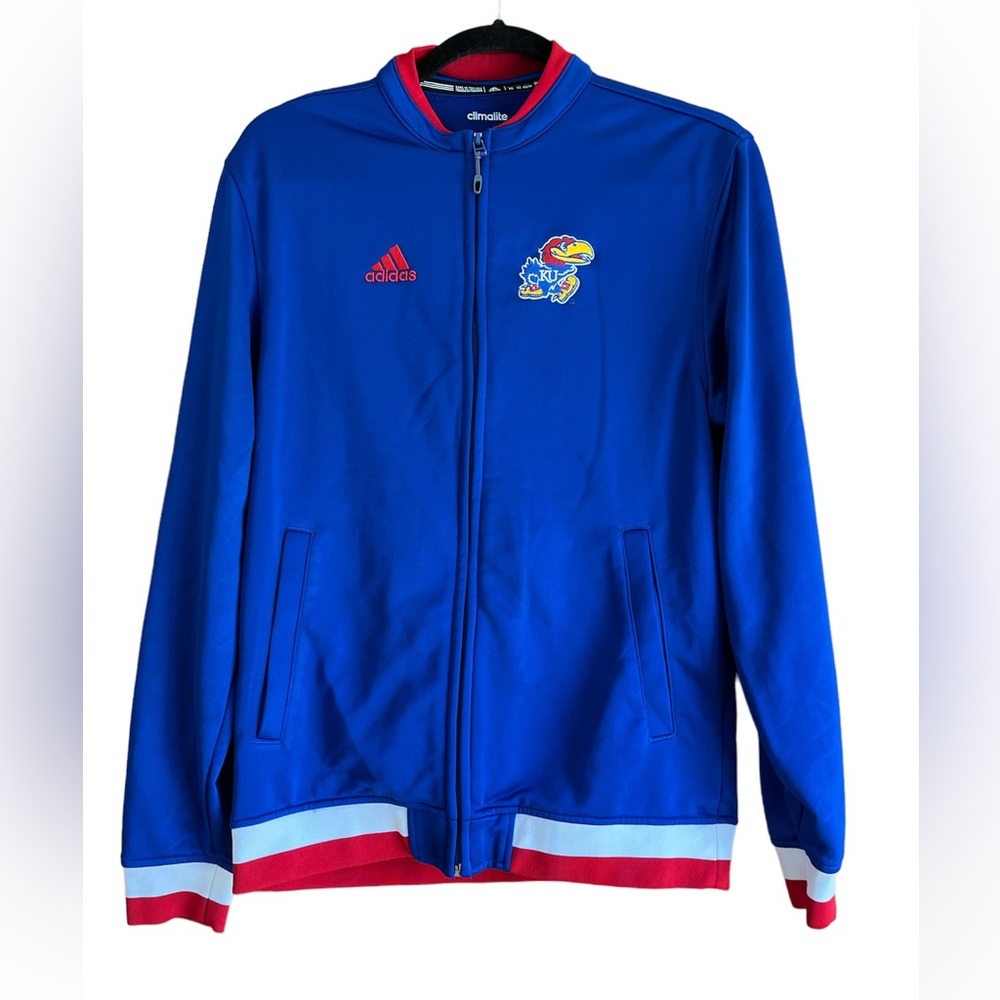 ROCK CHALK JAYHAWK KU ADIDAS BASKETBALL XII WARM UP CLIMALITE JACKET MEN XS